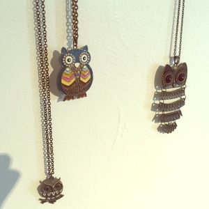 Set of 3 forever 21 owl necklaces